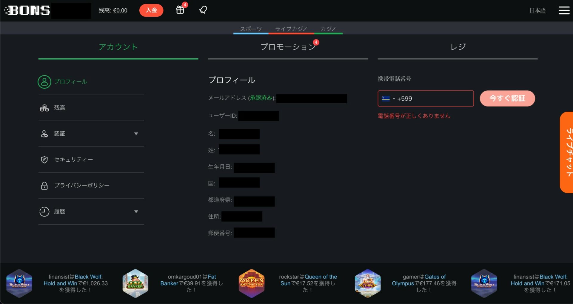 プロフィールへのログインは、完了するとこのようなページに飛ぶようになっています (After logging in to your profile, you will be redirected to a page like this. )